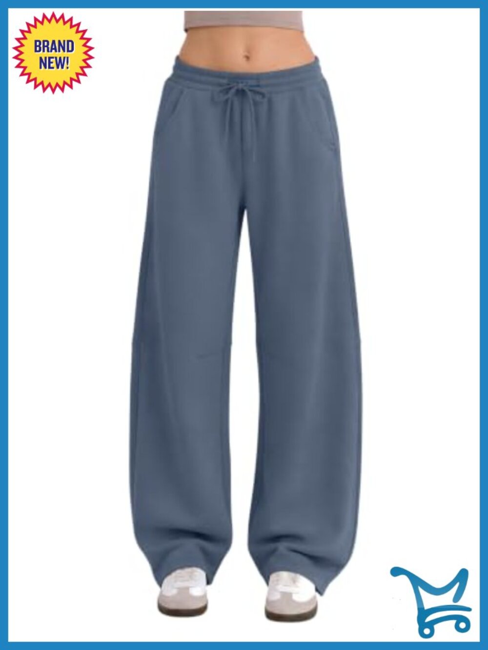 Womens Fleece Lined Barrel Wide Leg Sweatpants Baggy Lounge Pants
